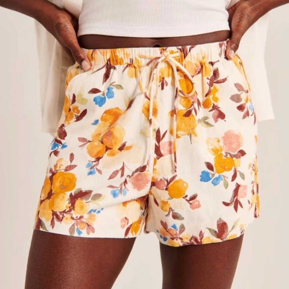 Abercrombie Floral Print Linen Blend Shorts XS